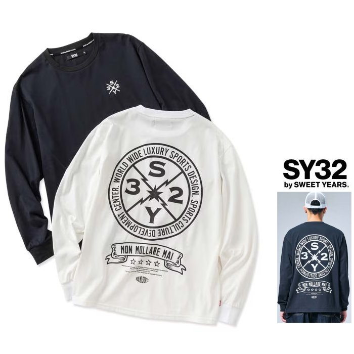 SY32 by SWEET YEARS【 エスワイ32・スィートイヤーズ 】32-26SN1-13【 CIRCLE BACK PRINT L/S TEE 】サークルバックロゴ・プリント長袖・ロングスリーブTシャツcolor:【 WHITE 】ホワイト|ORSAY オルセー BRAND インポート