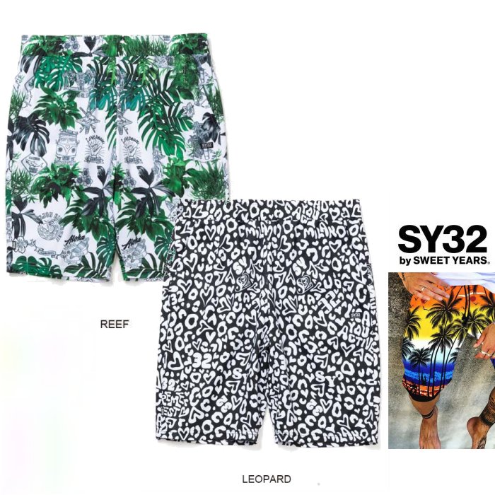 SY32 by SWEET YEARS【 スィートイヤーズ 】14352【 GRAPHIC PATTERN SHORT PANTS 】グラフィック・プリントリラックスショート パンツcolor:【 REEF 】リーフcolor:【 LEOPARD 】レオパード｜ORSAY オルセー BRAND インポート