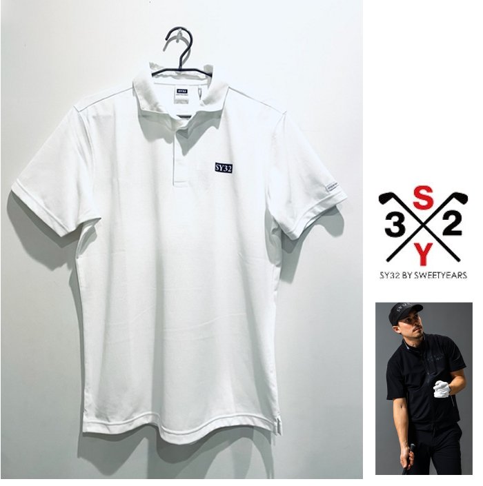 ■■SALE■■ SY32 by SWEET YEARS ★ GOLF 【 スィートイヤーズ 】 SYG-2225 WH【SKIPPER LOGO SHIRTS】 胸1ﾎﾟｲﾝﾄロゴ 半袖・スキッパー・Tシャツ color:【 WHITE 】ホワイト