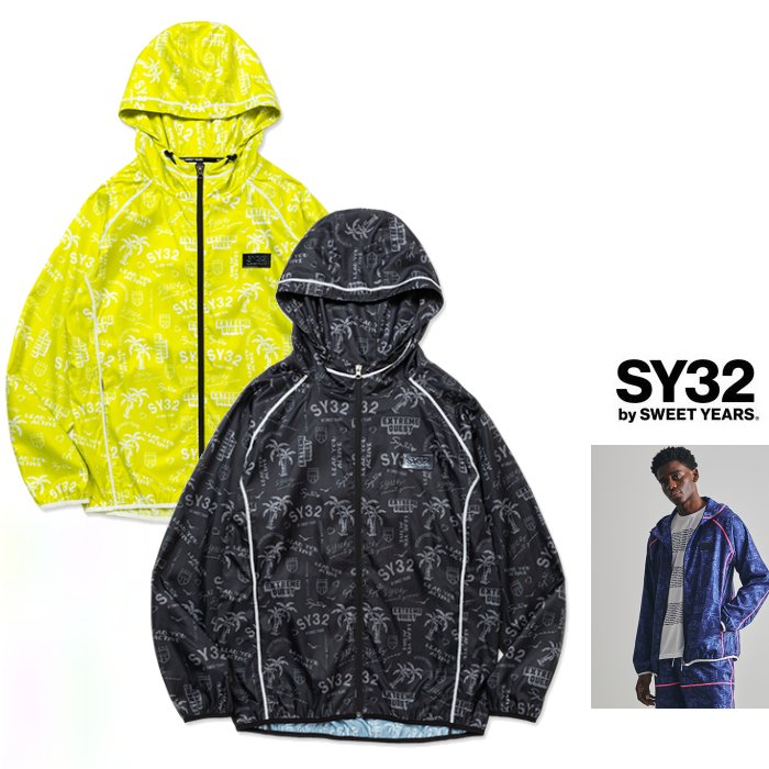 SY32 by SWEET YEARS【 スィートイヤーズ 】14101【 RESORT GRAPHIC WINDBREAKER 】ACTIVE WINDBREAKER ZIP HOODIEフーデッド・アクティブ・ウインドブレーカーcolor:【 BLACK 】ブラックcolor:【 YELLOW 】イエロー|ORSAY オルセー BRAND インポート