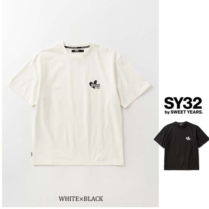 SY32 by SWEET YEARS【 SY32・スィートイヤーズ 】 32-26SN1-28 【 HEART MIX LOGO TEE 】 ハートミックス・プリント・ Tシャツ color:【 WHITE×BLACK 】ホワイト×ブラックロゴ 【 BLACK ×WHITE】ブラック×ホワイトロゴ