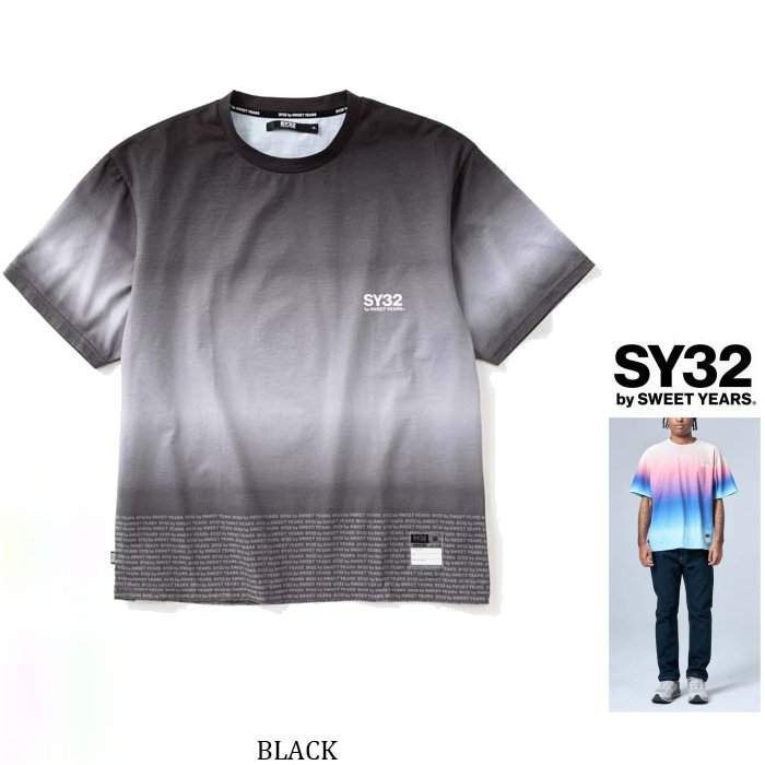 SY32 by SWEET YEARS【 SY32・スィートイヤーズ 】 32-26SN1-35 【 GRADATION LOGO TEE 】 グラデーション・ロゴ・ Tシャツ color:【 BLACK 】ブラック