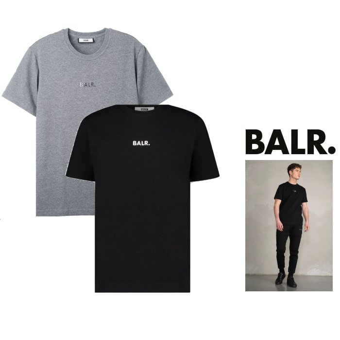 ■■SALE■■ BALR【 ボーラー 】 B1112.1051 GY/BK【 Q-Series Straight T-Shirt 】 フロント・メタルロゴ・トレーナーTシャツ color:【 DK GREY HEATHER 】ダークグレー color:【 JET BLACK 】ブラック