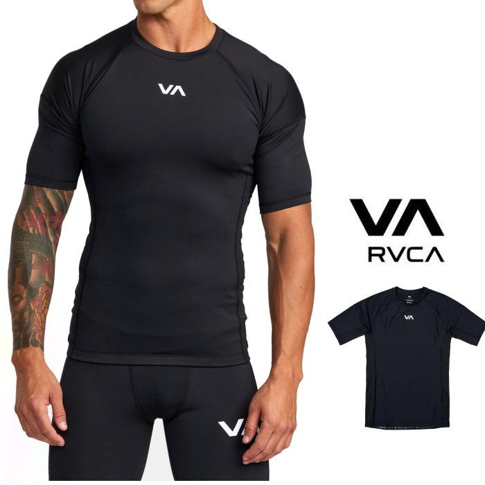 RVCA【 ルーカ 】【 COMPRESSION　RASHGUARD 】胸ロゴ ラッシュガード定番・ロゴcolor【 BLK 】ブラック｜ORSAY オルセー BRAND インポート