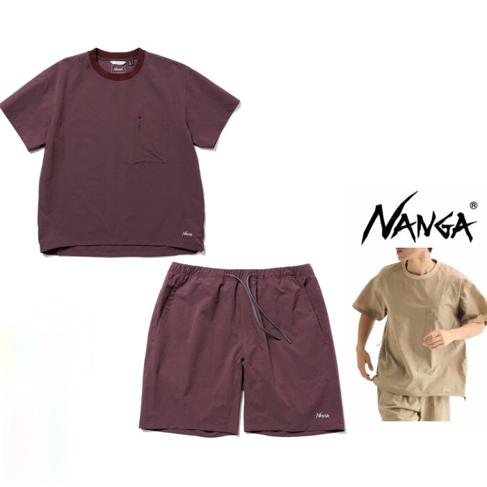 NANGA【 ナンガ 】 N2500-1J300A・NW2411-1I903 【Dot Air・・ COMFY SET UP Pocket Tee & Short Pants】 エアクロス・セットアップスーツ Color：【 PLUM 】プラム