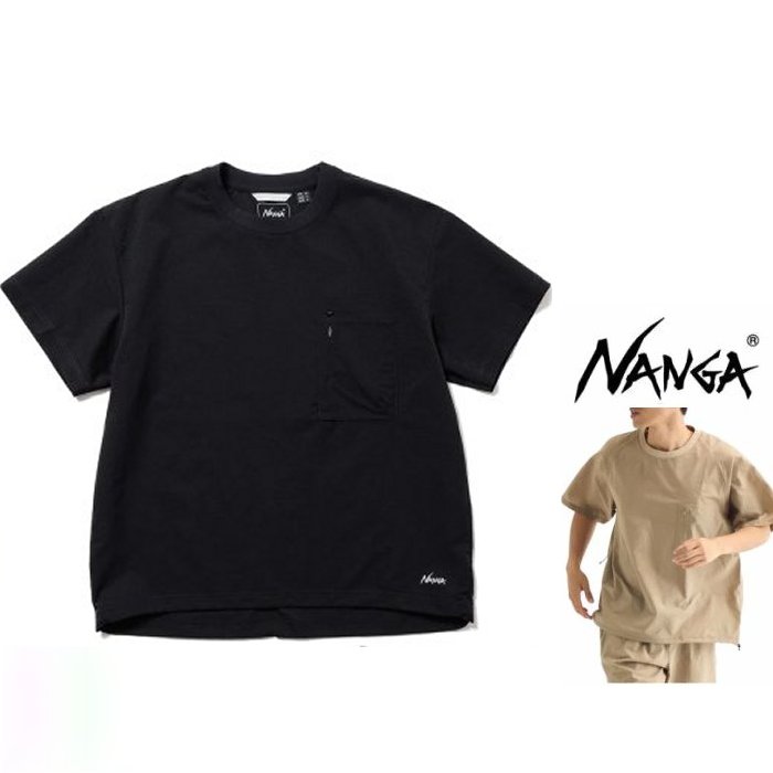 NANGA【 ナンガ 】 N2500-1J300A 【Dot Air・・ COMFY /　Pocket Tee】 エアクロス・Tシャツ CREW S/S T-SHIRTS Color：P/BLK【 BLACK 】ブラック