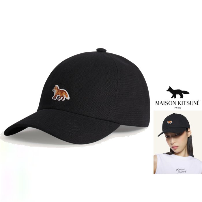 Maison Kitsune【 メゾン キツネ 】OW06109WB0026『 BABY FOX 6P CAP 』ベイビー フォックス 6パネル キャップ刺繍・キャップ メンズ＆レディースcolor：【 BLACK 】ブラック｜ORSAY オルセー BRAND インポート