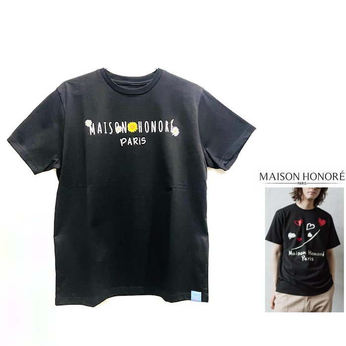 MAISON HONORE 【メゾンオノレ 】 alet『 Azelie T-Shirt 』 UNI SEX Crew-Neck Tee 男女兼用・半袖・プリントTシャツ color【 BLACK 】ブラック