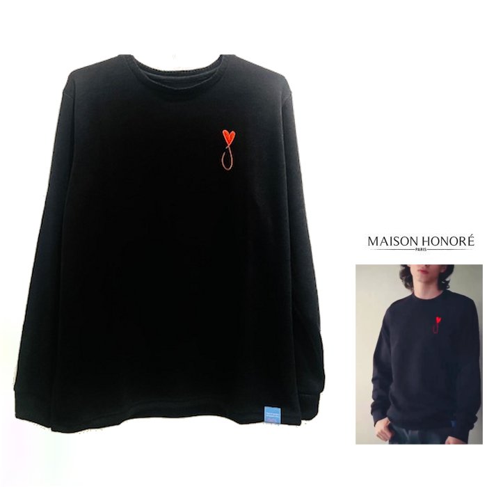 MAISON HONORE 【メゾンオノレ 】tiphaklt 『 Tiphanie Knit Long Tee 』UNI SEX Crew-Neck Tee男女兼用・長袖・刺繍ニットcolor【 BLACK 】ブラック｜ORSAY オルセー BRAND インポート 15,620円