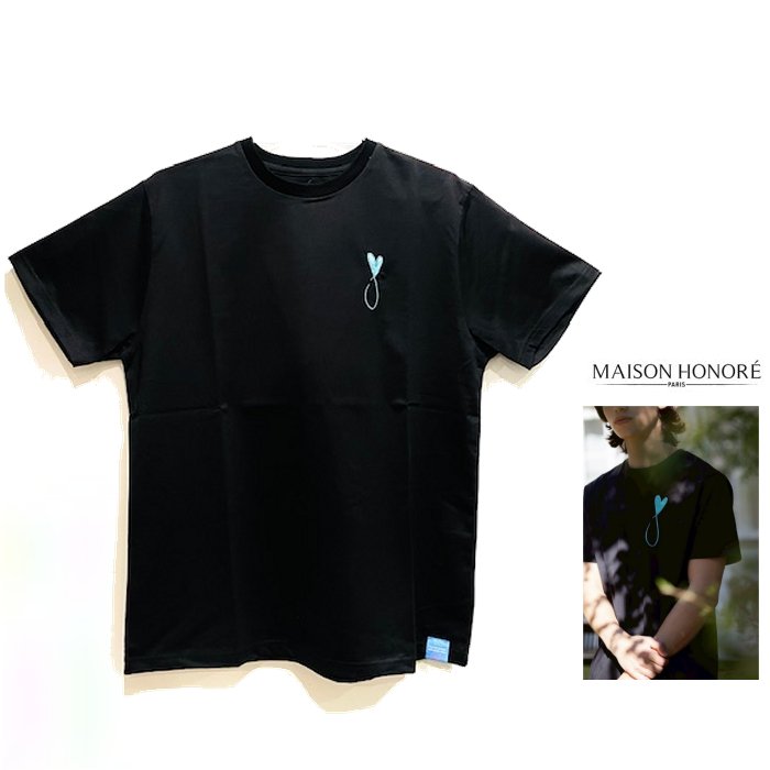 <br>MAISON HONORE 【メゾンオノレ 】<br>tiphat『 Tiphanie  1point S/STee  』<br>UNI SEX Crew-Neck Tee<br>男女兼用・ワンポイント半袖・刺・墸Tシャツ<br>color【 BLACK×BLUE 】ブラック×ブルー<br>color【 WHITE×BLUE 】ホワイト×ブルー