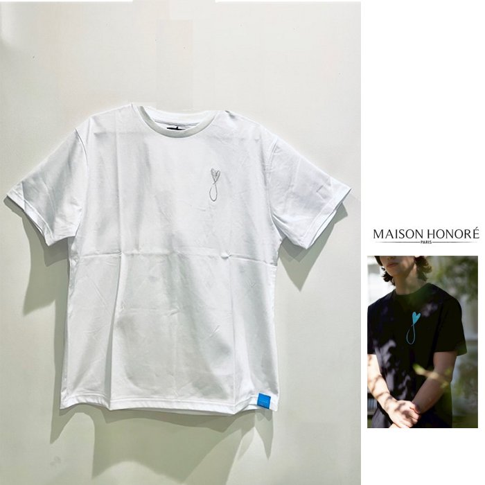 <br>MAISON HONORE 【メゾンオノレ 】<br>tiphat×silver『 Tiphanie  1point S/STee  』<br>UNI SEX Crew-Neck Tee<br>男女兼用・ワンポイント半袖・刺・墸Tシャツ<br>color【 BLACK×SILVER 】ブラック×シルバー刺繍<br>color【 WHITE×SILVER  】ホワイト×シルバー刺繍