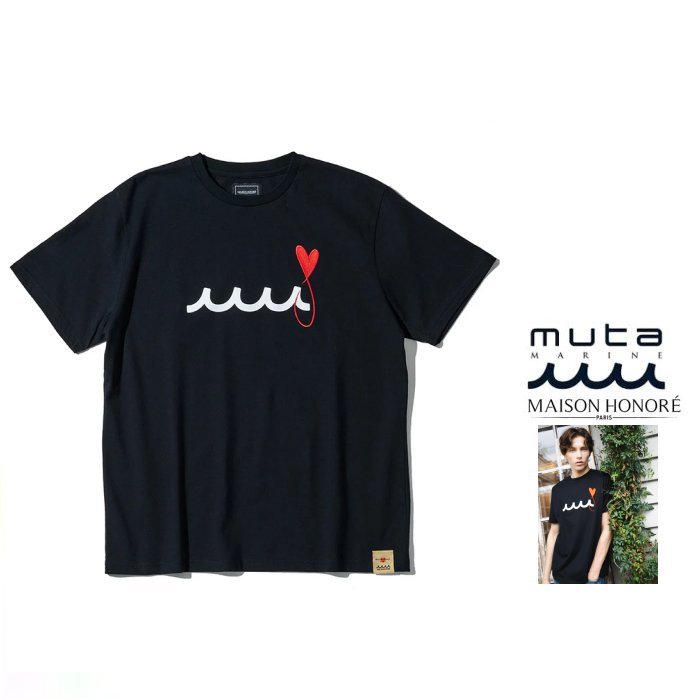 MAISON HONORE PARIS&times;MUTA MARINE【メゾンオノレ&times;ムータ 】tiphavgut『 Tiphanie & Vague 』ティファニー＆ヴァーグ・TシャツUNI SEX Crew-Neck Tee男女兼用・半袖・プリントTシャツcolor【 BLACK 】ブラック｜ORSAY オルセー BRAND インポート