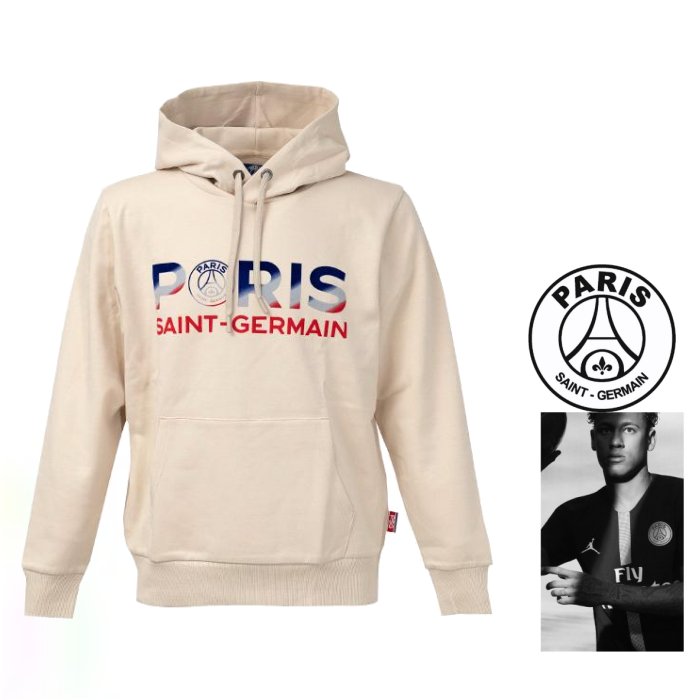 Paris Saint Germain【パリサンジェルマン】正規 PS0623SS0002 パリ・サンジェルマン・エンブレム・フロッキープリントロゴ PARIS / FLOCKING PRINT HOODIE P/O color【 Oatmeal】ベージュ