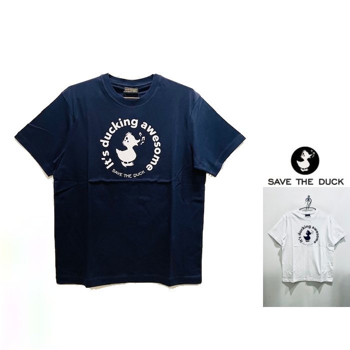SAVE THE DUCK【 セイブザダック 】【 ISEN 】DT2221MSD・ラウンドロゴ＆アヒル・半袖TシャツColor：000【 WHITE 】ホワイトColor：900【 NAVY 】ネイビー｜ORSAY オルセー BRAND インポート