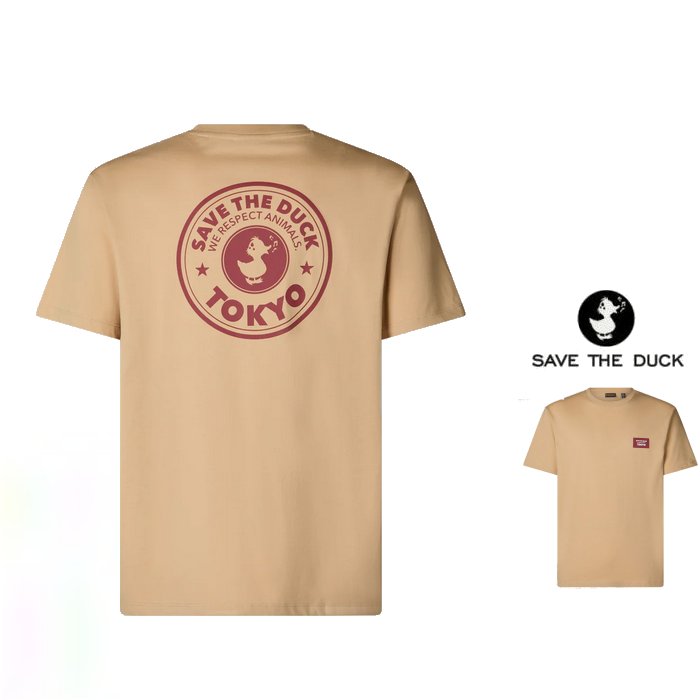 SAVE THE DUCK【 セイブザダック 】【 FORD 】 DT2804M /　BESYBACK PRINT /ロゴ・半袖TシャツColor：415【 STARDUST BEIGE 】ベージュ｜ORSAY オルセー BRAND インポート