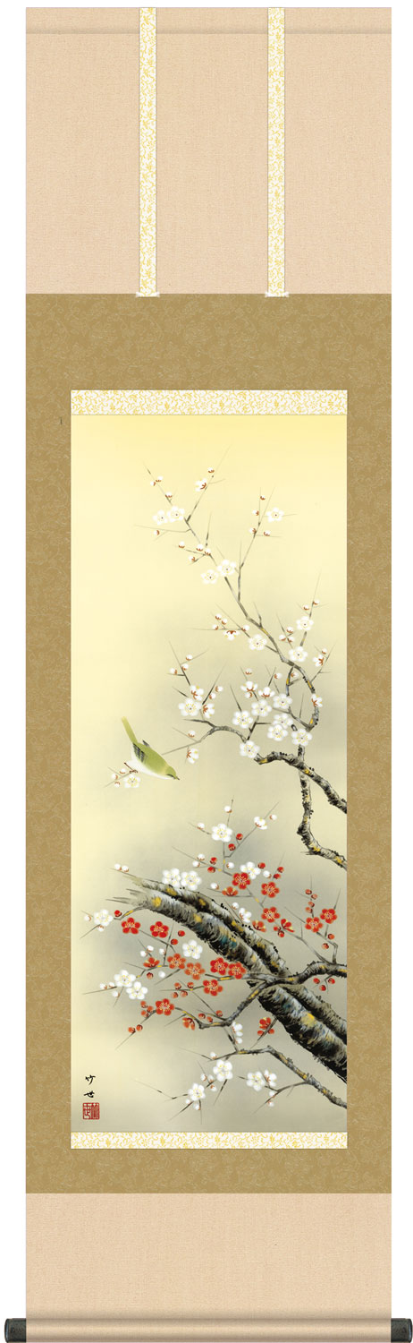 楽天市場】宮本昌雄『紅白梅』掛軸（尺三立） : 内田画廊