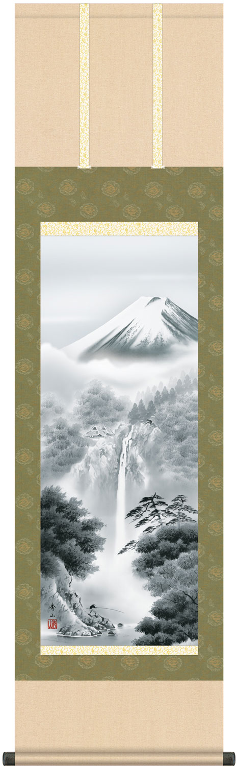 楽天市場】山崎冬華 「 赤富士飛鶴 」 掛軸 ( 尺五立 ) : 内田画廊