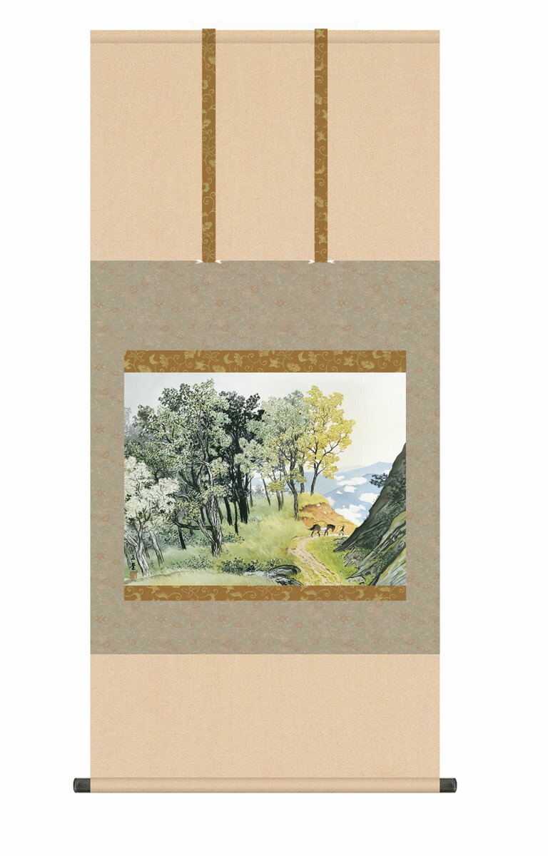 楽天市場】複製名画の掛け軸 川合玉堂 山村春麗 尺五立 幅54.5cm×丈