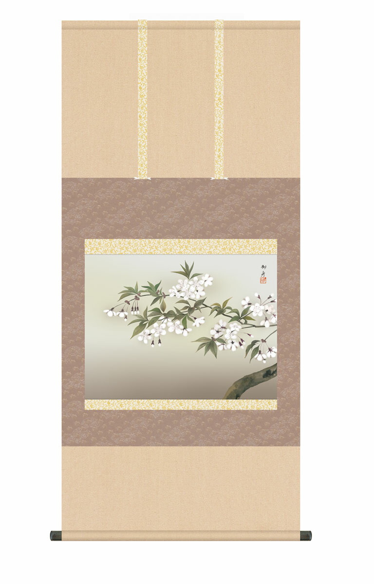 複製名画の掛け軸 速水御舟　夜桜　（尺五横）幅54.5cm×丈113cm【受注製作品】