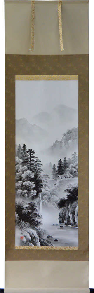 楽天市場】掛軸 水墨山水 中沢樹芳画(掛け軸 尺五立）幅54.5cm