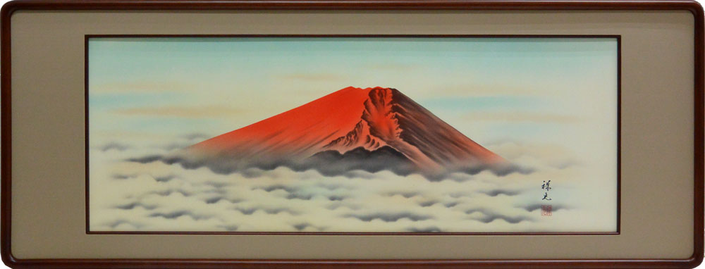 楽天市場】欄間額 赤富士 (西森湧光) 送料無料 【欄間額】 : 掛け軸