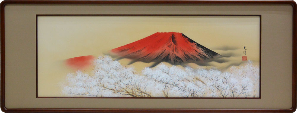 楽天市場】欄間額 扁額 横額 赤富士 肉筆 南祥光画（4.0尺）【当日出荷