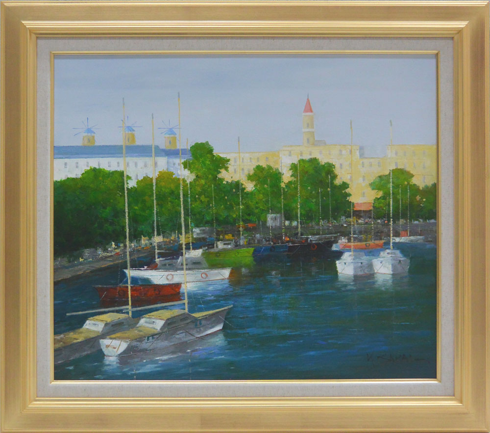 絵画 油絵F10　スペイン　マヨルカ島　酒井健吉画【当日出荷可能】【送料無料】【smtb-kd】