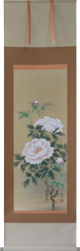 楽天市場】掛軸 牡丹 森田秀治画(掛け軸 半切立）長さ171cm×幅45.3cm