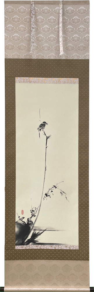 【楽天市場】掛軸 宮本武蔵 複製画 枯木鳴鵙図（枯木にもず 