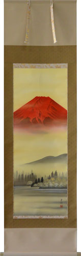 楽天市場】掛軸 赤富士 岳村(掛け軸 尺五立) 幅54.5cm×丈185.5cm前後