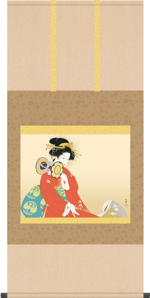 楽天市場】上村松園 「 鼓の音 」 掛軸 高級複製版画 【中古】 : 内田画廊