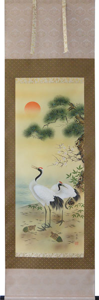 楽天市場】掛軸 四季花 香泉画(掛け軸 尺五立)幅54.5cm ×丈186cm