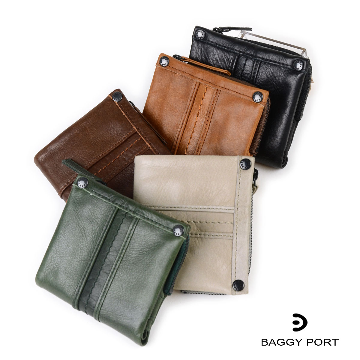 楽天市場】二つ折り財布 メンズ 本革 フルクローム ミニ財布 BAGGY