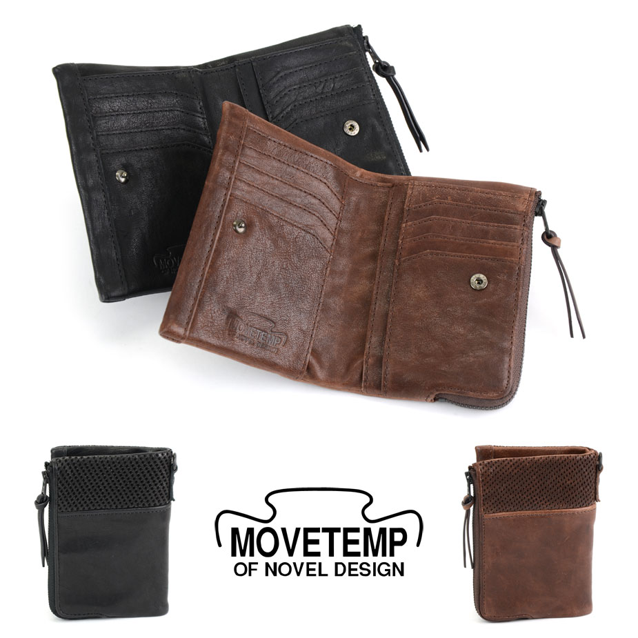 二つ折り財布 ミドルウォレット メンズ 本革 馬革 パンチングレザー MOVETEMP ムーブテンプ Mustang マスタング 送料無料 10,164円