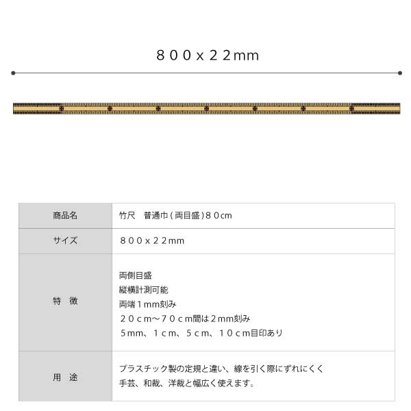 楽天市場 竹尺 両目 80cm 24mm ものさし 定規 学校 溝 竹ものさし 和裁 手芸 ハンドメイド パッチワーク 縫い代 ぬいしろ おさいほう屋 おさいほう屋