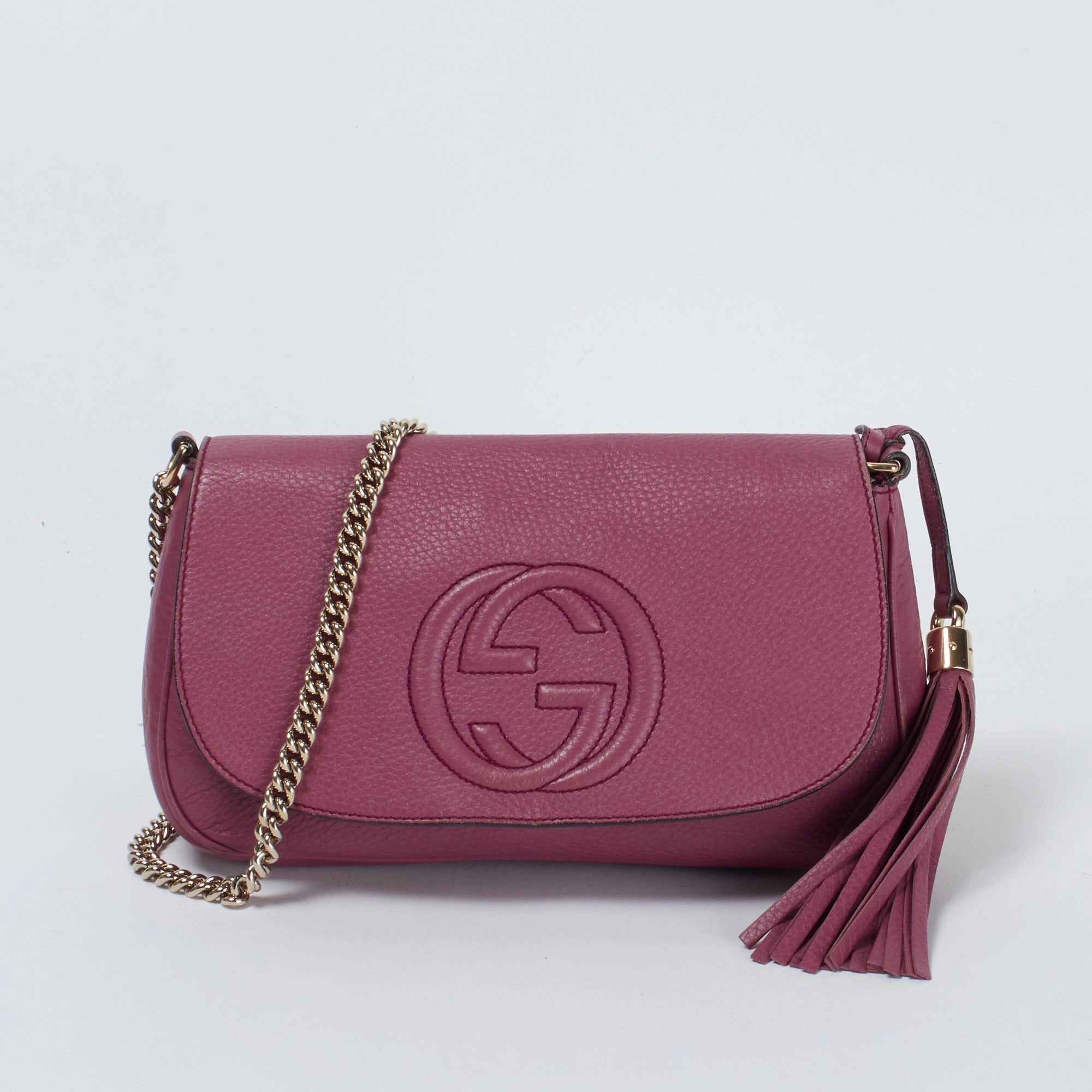 GUCCI ソーホー　チェーンショルダーバッグ　エナメル　タッセル　ピンク GUCCI グッチ ソーホー チェーンショルダーバッグ パープル