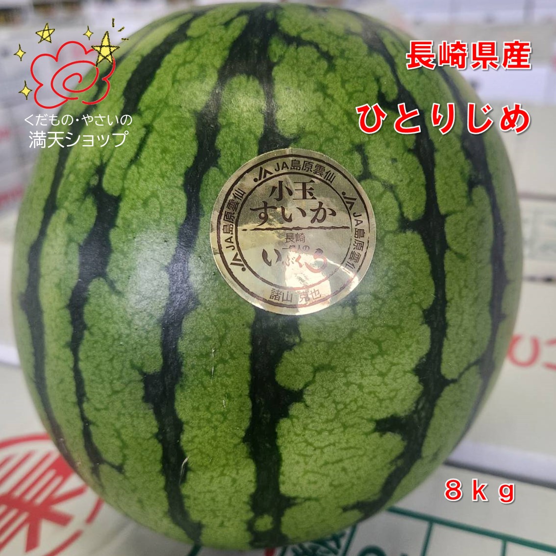 ひとりじめ　長崎県産　８キロ　玉数お任せ（4・5玉入）　大阪市　中央卸売市場よりお届け