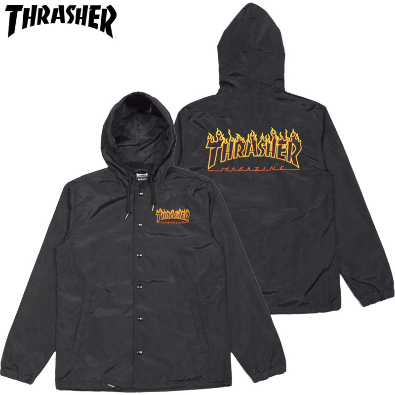 肌触りがいい 楽天市場 スラッシャー Thrasher Flame Hood Snap Jkt ブラック 黒 Black Yellow スラッシャージャケット Thrasherジャケット スラッシャーフードジャケット Thrasherフードジャケット スラッシャーフレイムロゴ Thrasherフレイムロゴ Flame Logo ロゴ