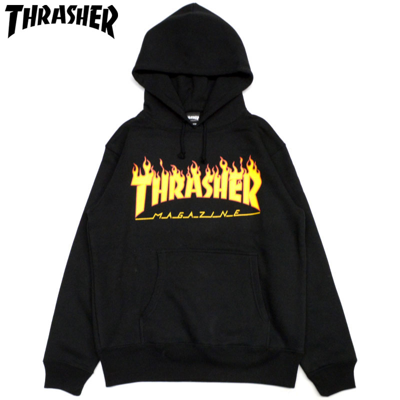 スケートボード マグロゴ Flame Flame Thrasher Thrasher Hoodie ブラック Thrasherパーカ Logo Deck パーカー Shop 黒 Flame スラッシャープルオーバー Thrasherパーカ Black スラッシャーパーカ デッキ 店 Thrasherプルオーバー フレイム スラッシャー スケボー Flame