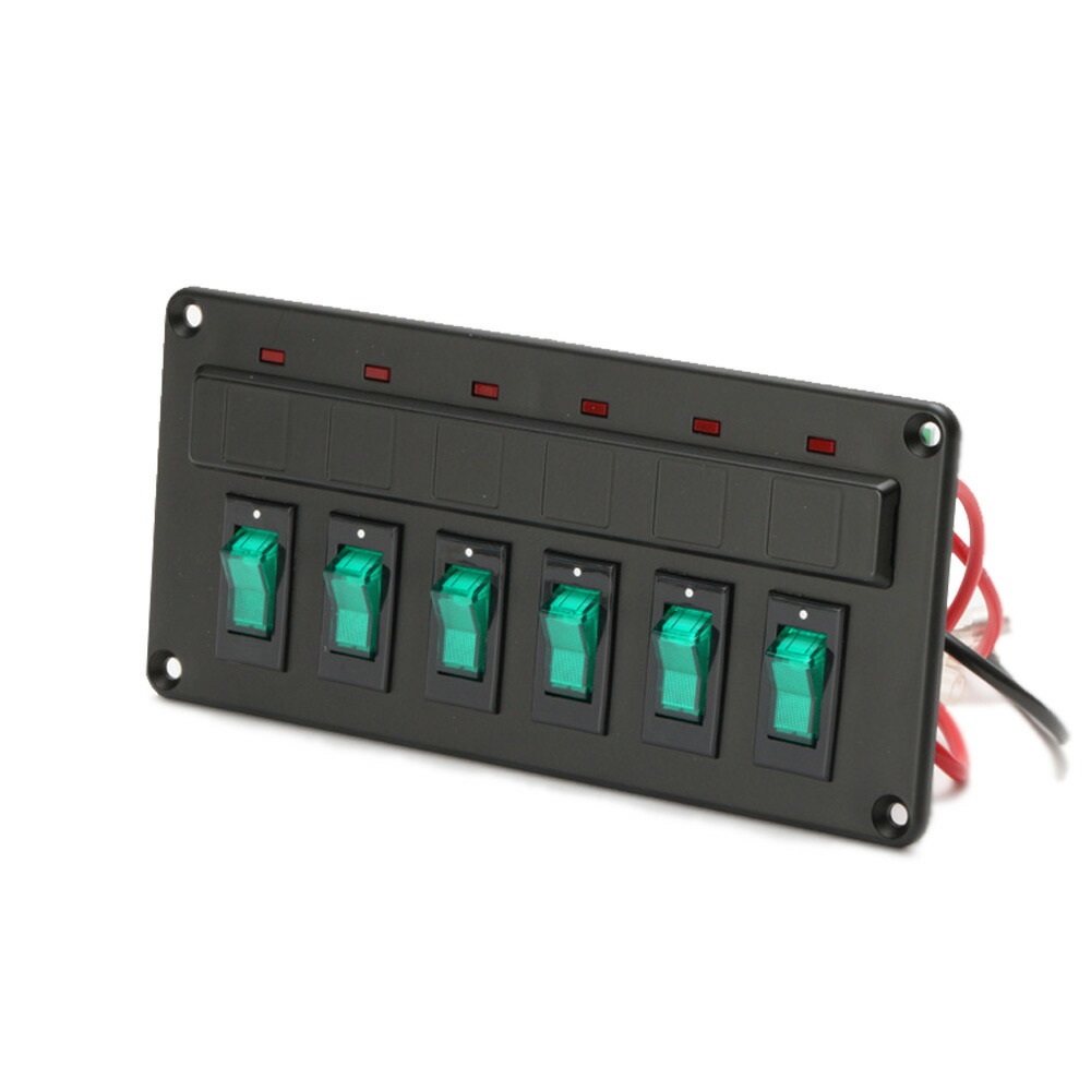 6連 スイッチパネル 12V 24V兼用 キャンピングカー パーツ 車用 DIY カスタム 集中スイッチ トラック用品 スイッチングシステム ON OFF切替 0777G【送料込み】