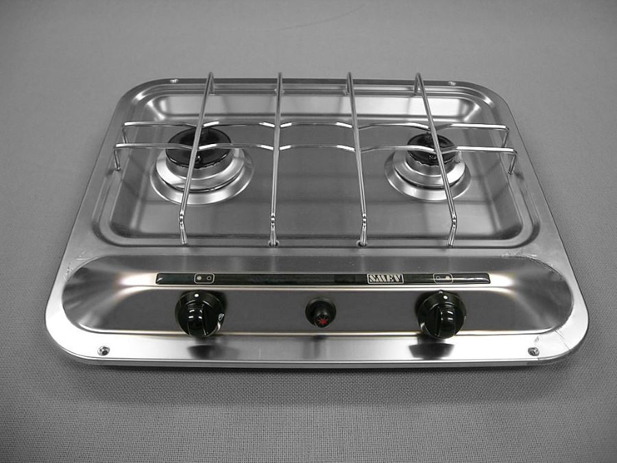 ガスレンジ ホーロー ステンレス 2口 自動着火 420x370mm キッチン コンロ キャンピングカー パーツ 車用 DIY カスタム S950 【送料込み】