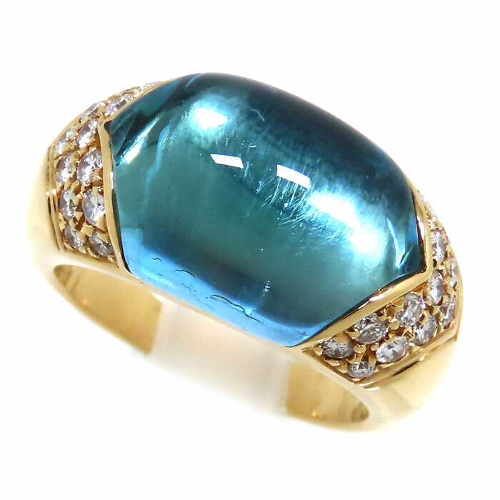 BVLGARI アレグラ K18YG ペリドット トパーズ トルマリン ダイヤリング イエローゴールド 7.7g (205297