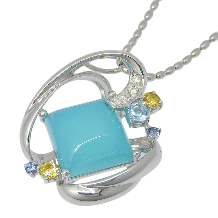 クリスティーナハン カルセドニー・ダイヤモンドネックレス・ペンダント 7ct 0.06ct Christina Han クリスティーナハン カルセドニー