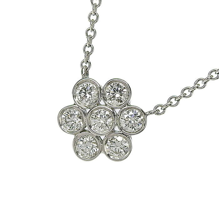 【ポイント20倍＆ 最大10万円割引クーポン 数量限定】TIFFANY & Co. ティファニー ガーデンフラワー ダイヤ ネックレス Pt950 プラチナ ダイヤモンド 41cm 首飾り アクセサリー レディース 送料無料 241001024813 ★