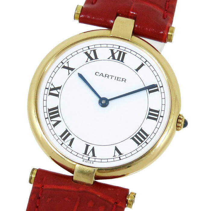 【ポイント20倍& 最大10万円割引クーポン数量限定 】Cartier カルティエ ヴァンドーム 881001 ホワイト文字盤 K18YG 750 イエローゴールド レザー 尾錠メッキ アンティーク 腕時計 クオーツ 電池式 メンズ ユニセックス 241001024086