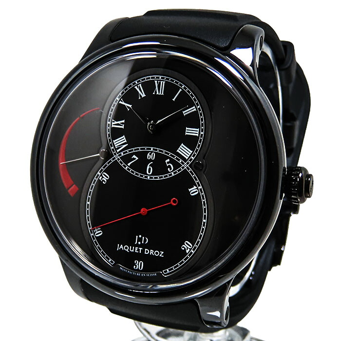 JAQUET DROZ ジャケドロー グランセコンド ノアール 世界限定88本 J027035401 ブラック文字盤 パワーリザーブ セラミック ラバー 裏スケ 保証書付き 腕時計 自動巻き メンズ 送料無料 241001025133