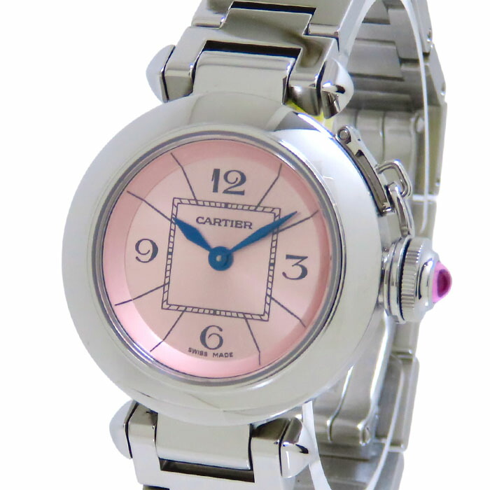 【ポイント10倍＆ 最大10万円割引クーポン数量限定 】Cartier カルティエ ミスパシャ W3140008 ピンク文字盤 SS ステンレススチール 保証書付 腕時計 電池式 レディース 送料無料【仕上済】241001024689