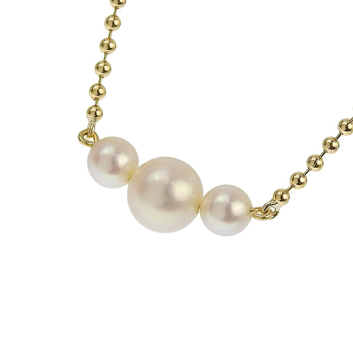 MIKIMOTO ミキモト 3連パール ネックレス K18YG 750 イエローゴールド パール 真珠 38cm 首飾り アクセサリー レディース 送料無料 241100090945 ★