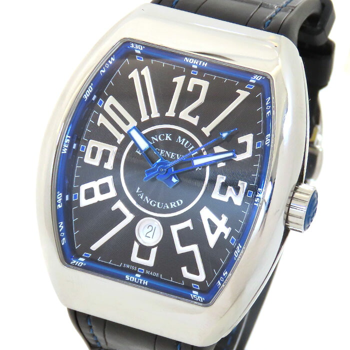 FRANCK MULLER フランクミュラー ヴァンガード ブルーコンセプト V 45 SC DT AC NR ブラック文字盤 SS ステンレススチール レザー ラバー 保証書付 腕時計 自動巻 メンズ 送料無料 241001027416