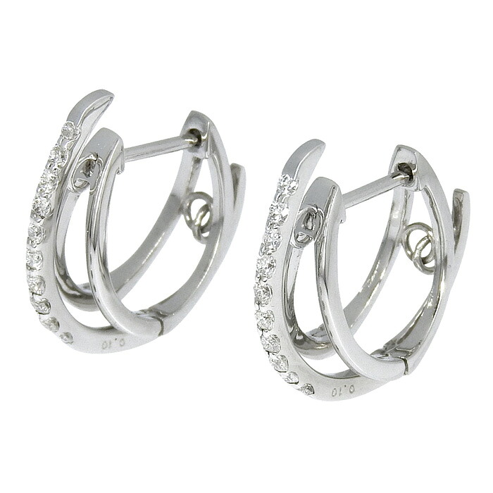 デザイン フープ ダイヤ ピアス Pt900 プラチナ ダイヤモンド 0.10ct 0.10ct 耳飾り アクセサリー レディース 送料無料 241100096016 ★